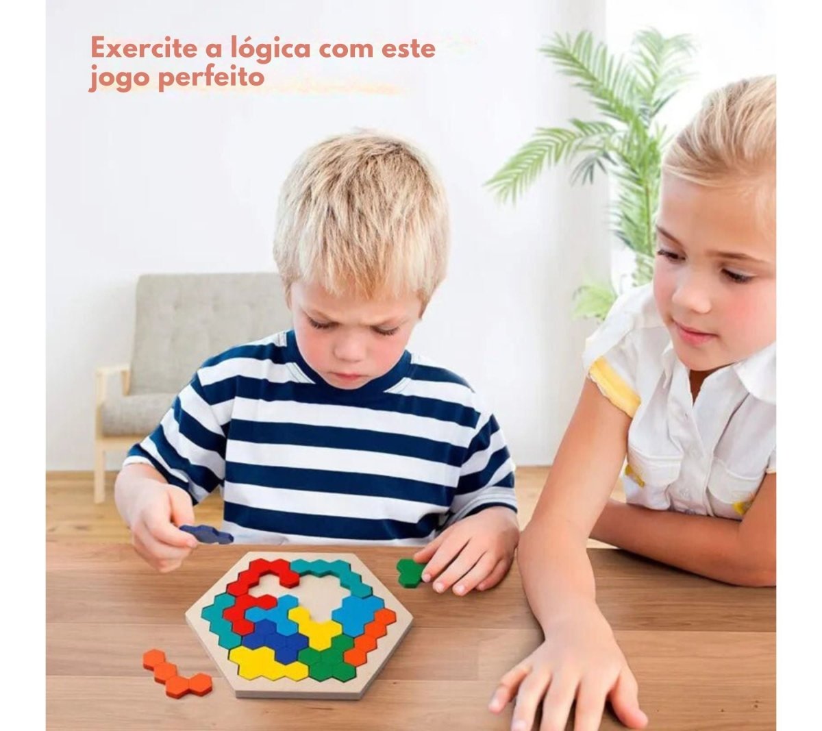 Quebra - cabeças educativo tangram montessori 3d hexagonal - (3 A 12 ANOS) - Cuidarte Integral