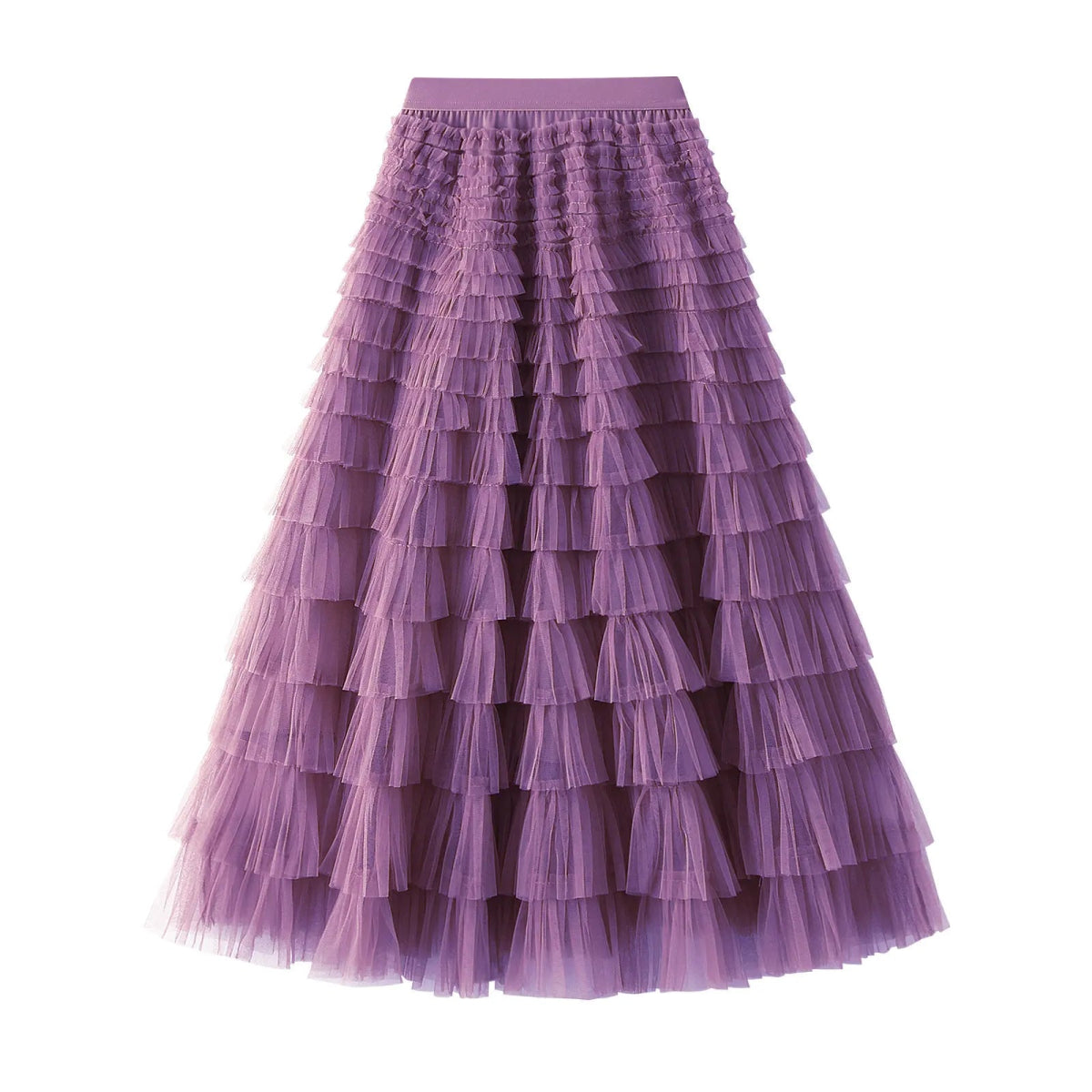 Saia Longa de Tule em Camadas Plissada Cintura Alta Feminina Boho Chic - Cuidarte Integral