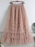 Saia Longa de Tule em Camadas Plissada Cintura Alta Feminina Boho Chic - Cuidarte Integral