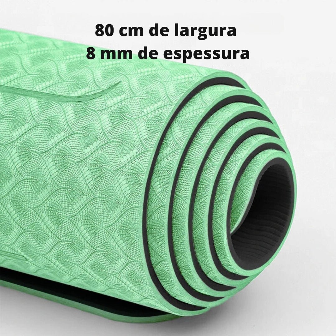 Tapete de yoga pilates fitness antiderrapante ecológico com alça de transporte - Cuidarte Integral