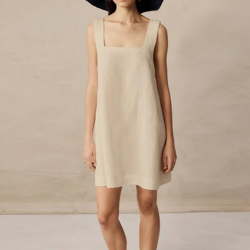 Vestido feminino de linho e algodão de alças - Cuidarte Integral