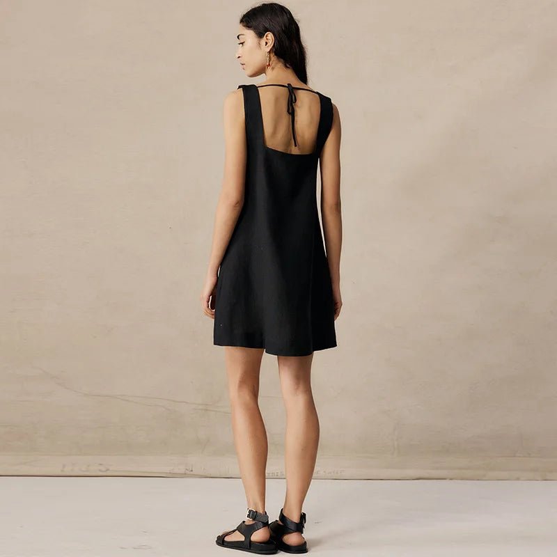 Vestido feminino de linho e algodão de alças - Cuidarte Integral