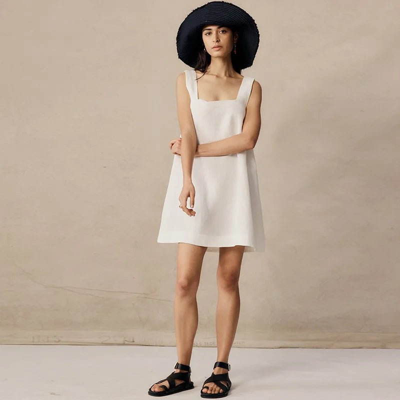 Vestido feminino de linho e algodão de alças - Cuidarte Integral