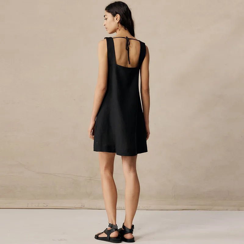 Vestido feminino de linho e algodão de alças - Cuidarte Integral