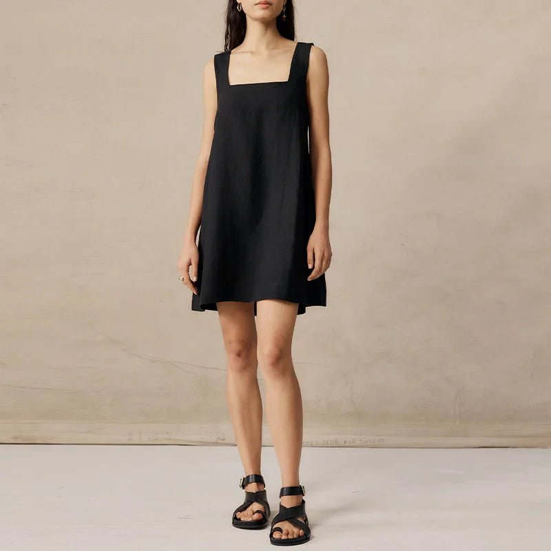 Vestido feminino de linho e algodão de alças - Cuidarte Integral