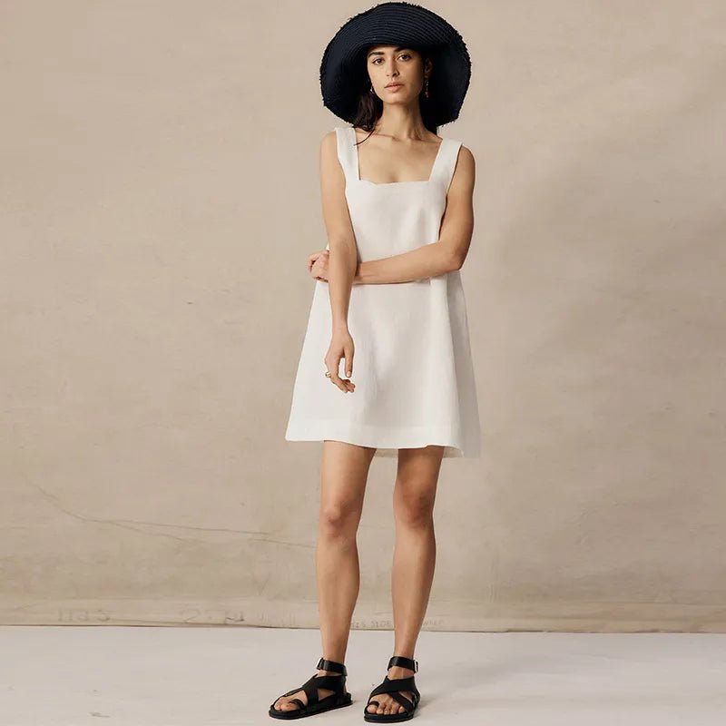 Vestido feminino de linho e algodão de alças - Cuidarte Integral